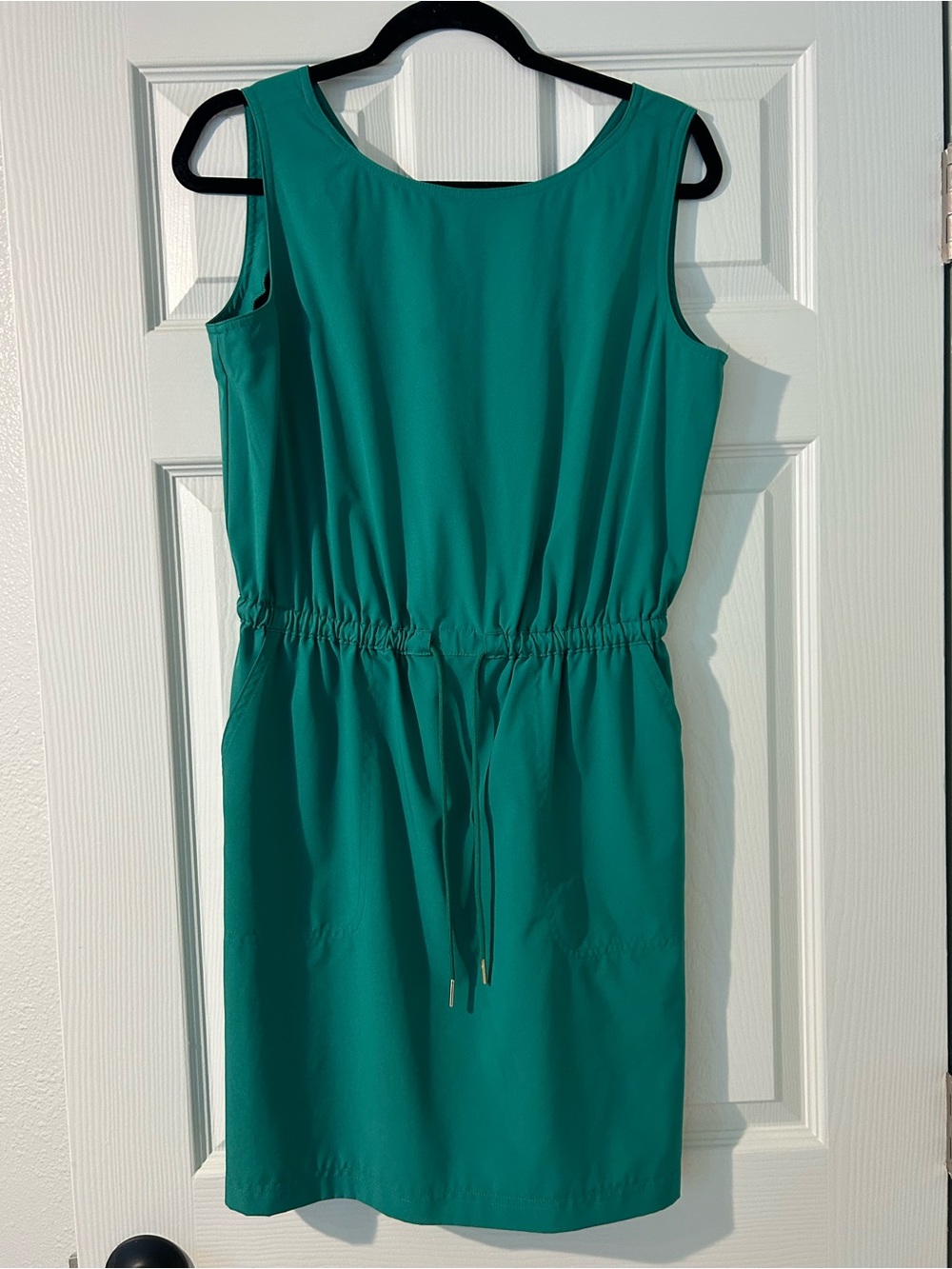 Calvin Klein Sleeveless Teal Drawstring Waist Mini Dress